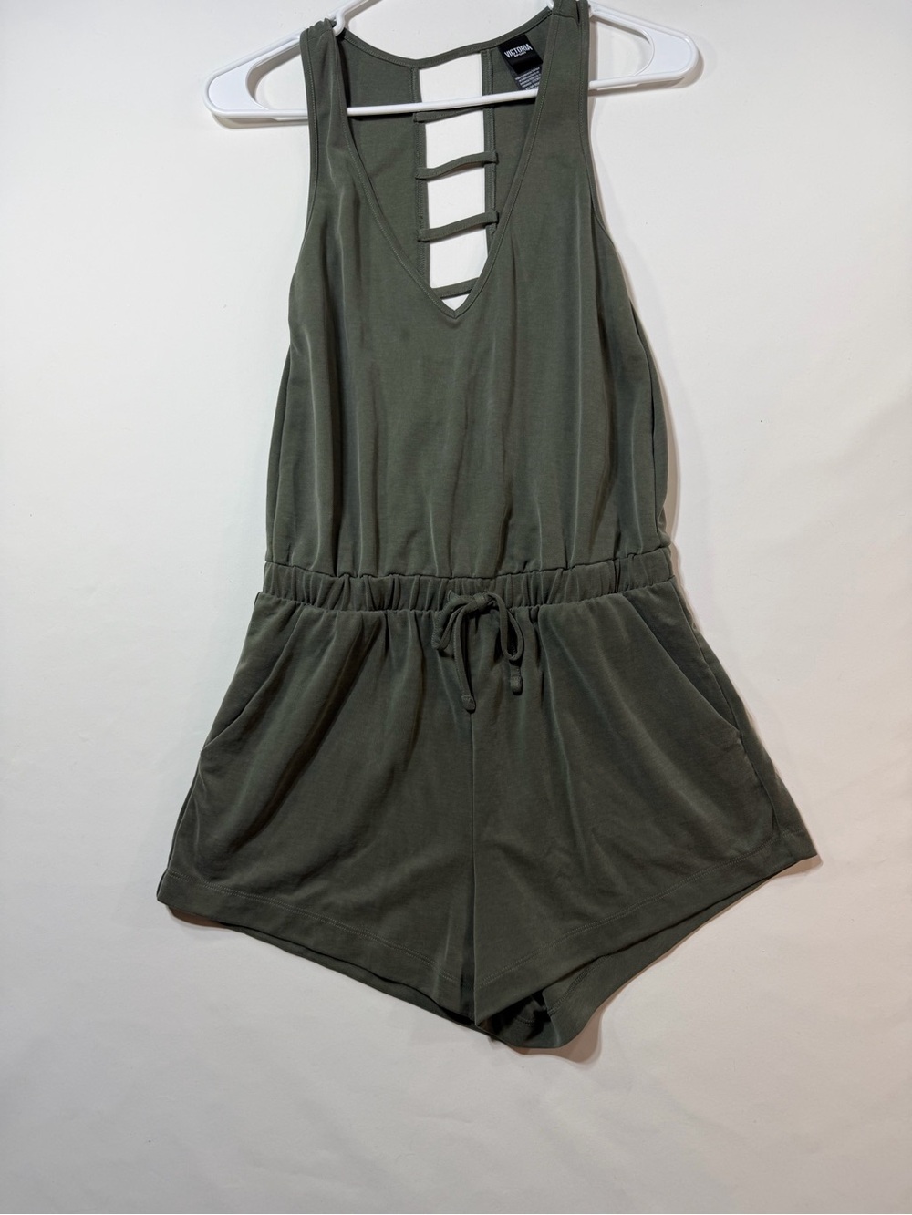 Victoria Sport Victoria’s Secret XS Olive Green Strappy Back Romper Shorts